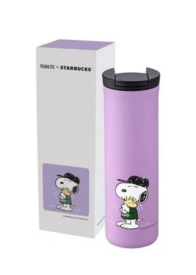 Botella de agua Starbucks X Peanuts Joe Kind Snoopy púrpura SS 16 oz rara Foto 1 de 4