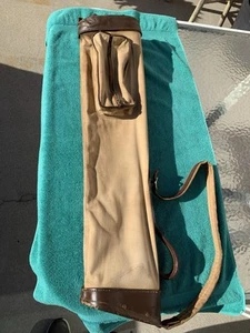 Vintage Canvas & Leather Oval Shape Golf Bag - Picture 1 of 11