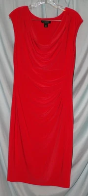 Lauren Ralph Lauren Solid Red Scoop Neck Sleeveless Knit Bodycon Dress Size M - Image 1 of 4