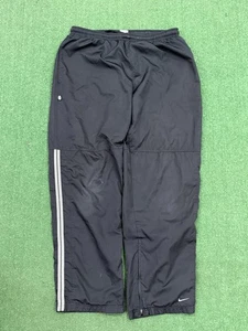 Pantaloni da pista vintage Y2K Nike Silver Tag Swoosh taglia Large larghi neri riscaldanti - Foto 1 di 7