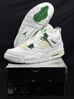 Nike Air Jordan 4 Retro 2004 308497-101 Blanco/Verde Pino Para Hombre Talla 9 Foto 1 de 4