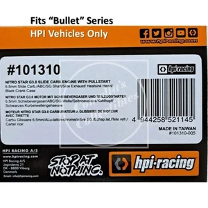 HPI Nitro Star G3.0 Engine w/ Slide Carb Pull Start Side Exh #101310 For Bullet - Picture 1 of 5