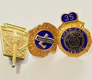3 Gold Filled 1/10 10k GF Pins American Legion Lions Club Honor Society Lot - 6g - Picture 1 of 8