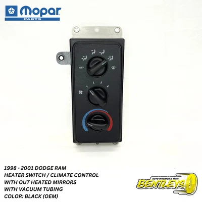 1998 - 2001 DODGE RAM AC CLIMATE CONTROL MODULE HEATER SWITCH OEM 55056701AD - Image 1 of 4