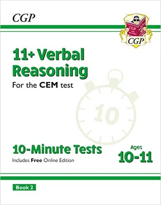 11+ CEM 10-Minute Tests: Verbal Reasoning - Ages 10-11 Book 2 (w... by CGP Books - Image 1 of 2