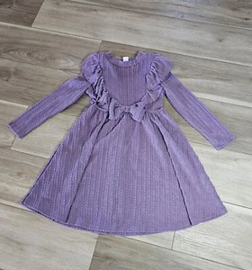 SHEIN Girls Size 7 Dress Long Sleeves Stretchy Purple with Big Bow - Picture 1 of 6