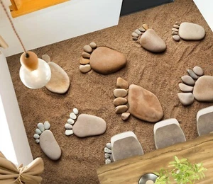 3D Beach Footprints 56RAI17 Floor WallPaper Murals Wall Print Decal AJ WALL Fay - Picture 1 of 6
