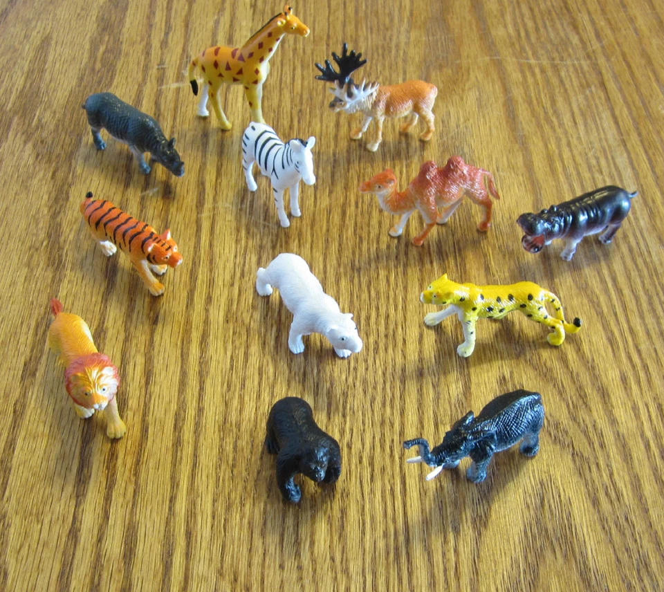 12 Zoo Animals Toy Playset Safari Jungle Animal Party Favors Tiger Lion