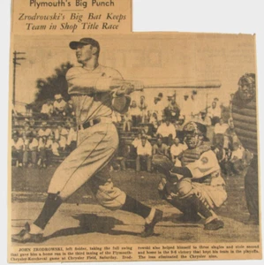 1938 Minor League Baseball Newspaper Cutout John Zrodrowski Plymouth Chrysler Ga - Picture 1 of 1