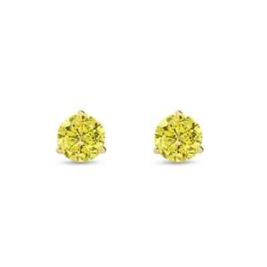 2TCW Round Lab Created Diamond Earrings Studs 14K Yellow Gold Plated Push Back - Picture 1 of 3