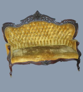 Laminated Victorian Rosewood Sofa in the Stanton Hall Pattern by J& J MEEKS, NYC - Picture 1 of 12