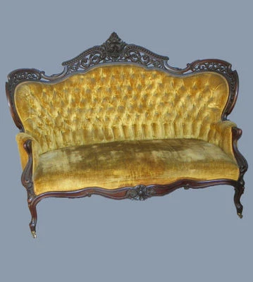 夹层维多利亚红木沙发斯坦顿大厅图案 J& J MEEKS 著,纽约 — 第 1/4 张图片