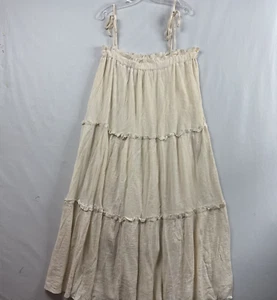 &MERCI Kleid Maxi Stufen gefüttert Bindeband Schulter Träger Boho Gaze Beachy Rüschen - Bild 1 von 12