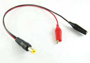 10 piezas enchufe macho de alimentación de CC de 5,5 x 2,1 mm a cable de prueba de clip de cocodrilo doble - Imagen 1 de 6