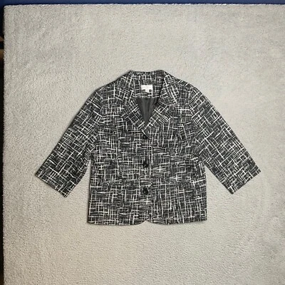 Studio Works винтажный черный узор длинным рукавом Blazer куртка женщин M - Изображение 1 из 4