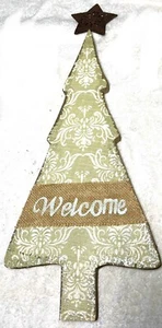 Welcome Christmas Tree Wall Decor Wood Metal Star By Sunset Vista 18x9” - Picture 1 of 8