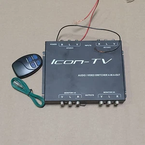 Conmutador Icon TV Audio Video 4 EN 4 SALIDAS con control remoto inalámbrico RF AVSW44 NUEVO - Imagen 1 de 3