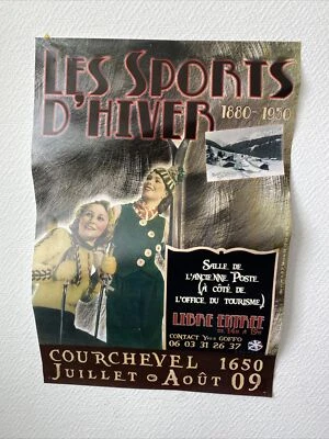 ancienne affiche expo sport d’hiver ski courchevel 2009 retro deco - Photo 1/2