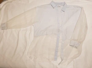 1990s Expose Button-down Shirt XL Light Blue Soft Denim / White Sheer - Picture 1 of 7
