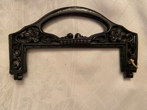Vintage Double BLACK PLASTIC Floral HANDBAG HANDLE 7" Wide 4" Tall - Picture 1 of 3