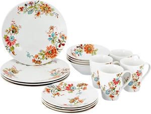 Home Doraville round Dinnerware Set, Service for 4 (16) Piece, White/Specks - Picture 1 of 8