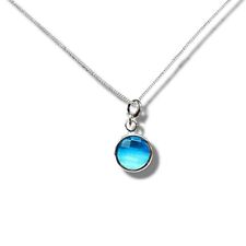 Teal December Birthstone Necklace - 27mm x 2.5mm - Silver