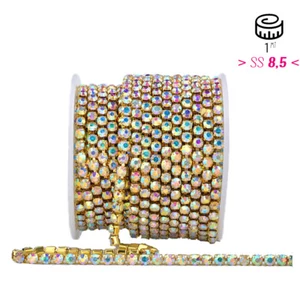 Crystal AB-Gold SS 8.5 Rhinestone Chain - 20 CM - Picture 1 of 3
