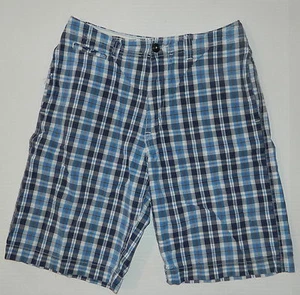 MEN'S AMERICAN EAGLE NAVY BLUE & WHITE PLAID CASUAL COTTON SHORTS SIZE 30 SUMMER - Picture 1 of 5