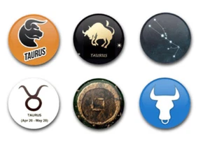 25mm 1" KNOPFABZEICHEN x6 STERNZEICHEN TAURUS - Bild 1 von 1