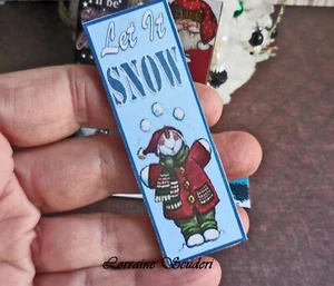 DOLLHOUSE MINIATURE ~ LET IT SNOW CHRISTMAS SIGN ~ HANDMADE - Picture 1 of 2