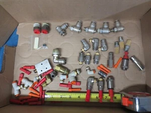 Lot of Nickel Plated Brass Push-to-Connect 3/8" Tube OD and Plastic Tee 1/4" - Picture 1 of 4