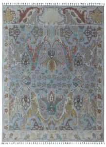 New Morris Ikat Grey 7x9 Traditional Style Handmade Tufted 100% Woolen Area Rugs - Picture 1 of 4