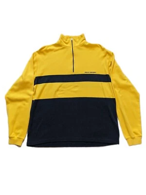 Винтажный свитер Polo Sport Ralph Lauren средний желтый пуловер на молнии 1/4 сделано в США - Изображение 1 из 4