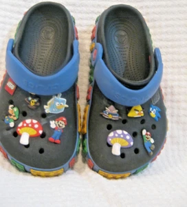 Lego Crocs  Black Blue Red Green Yellow Blocks Size J1 Preowned - Picture 1 of 8