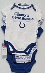 NFL Indianapolis Colts Daddy's Little Rookie Set of 3 Bodysuits Gerber sz 6-12 M - Picture 1 of 5