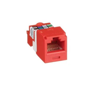 Panduit CJ5E88TRD Mini-Com® TX5E™ T Style UTP Jack Module, Red (Qty 5) - Afbeelding 1 van 6