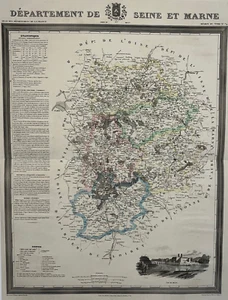 SEINE ET MARNE Atlas CARTE Gravure ALEXIS DONNET Binet Malo MELUN XIX° - Bild 1 von 5