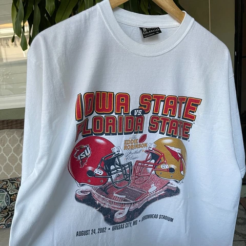 Vintage 2002 Iowa State vs Florida State Eddie Robinson Football T Shirt Size XL Cover