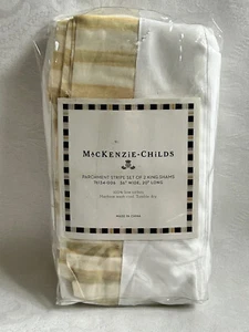 RETIRED Mackenzie Childs PARCHMENT STRIPE (KING) PILLOW SHAMS New m24-my - Picture 1 of 3