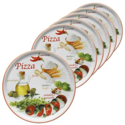 6er Set Pizzateller Napoli Red Ø 32 cm Servier-Platte XL-Teller Porzellan - Bild 1 von 3