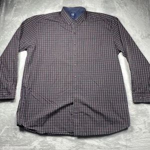 Cutter & Buck Mens 2XT Button Down Dress Shirt Blue White Red & Yellow Plaid - Picture 1 of 9