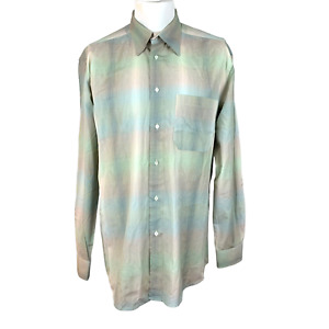 ZANELLA Mens Large Button Down Long Sleeve Shirt Made in Italy Multi Color