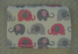 Celeste Pink Gray Elephants Baby Blanket White Plush Soft Security Lovey - Picture 1 of 7