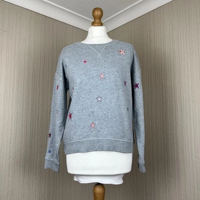Sudadera Boden Arabella Bordada Diseño Estrella Gris Algodón Talla Pequeña Invierno Foto 1 de 4
