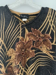 The Magic Scarf Company Damen schwarz & gold Perlen Metallic Strand Palmen Medium - Bild 1 von 14