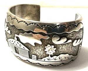 Vintage HOPI "Story Teller" Sterlingsilber Armreif Armband (3,1 Oz -87 Gramm)! - Bild 1 von 17