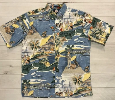 Reyn Spooner Hawaiian Shirt Men Large Trans Pacific Honolulu Clipper TPA Floral - Image 1 of 4
