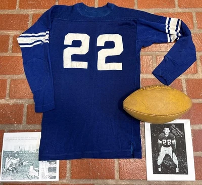 Camiseta de fútbol americano vintage 1951 para hombre azul blanco Nueva Orleans años 50 escuela secundaria rara Foto 1 de 4
