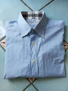 🔥 Camicia Cotone e Lino Burberry Brit Uomo Man Azzurro Tg. M🔥 - Imagen 1 de 14