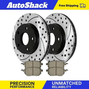 Front Drilled Disc Rotors Black Ceramic Brake Pads for Nissan Murano - Picture 1 of 7